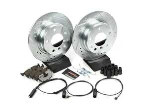 ES#3477737 - K502-26 - Z26 Street Warrior Brake Kit - Rear - Includes performance drilled and slotted rotors and Power Stop's Extreme Carbon-Fiber Ceramic pads. - Power Stop - BMW