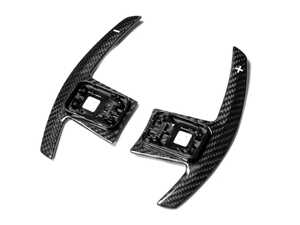 ES#4899493 - BM-0264-DCG-W - Dry Carbon Battle Version Shift Paddles  (White Indicators, Gloss Finish) G05 X5 | G06 X6 | G07 X7 - Paddles are designed to be 40% bigger compared to OEM ones. On top of that, the paddles' shape is perfectly matched to the steering wheel's exact contours. - AUTOTECKNIC - BMW