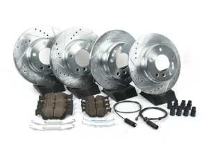 ES#3477734 - K498-26 - Z26 Street Warrior Brake Kit - Front and Rear - Includes performance drilled and slotted rotors and Power Stop's Extreme Carbon-Fiber Ceramic pads. - Power Stop - BMW