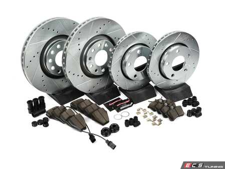 ES#3194879 - k888KT - Z23 Evolution Sport Front & Rear Brake Service Kit - Includes Evolution Tru-Cast Drilled & Slotted rotors paired with Evolution Sport Pads for all four corners - Power Stop - Audi