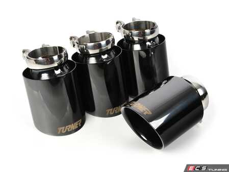 ES#4901436 - 049478LA01-02KT1 - 4.0" Black Chrome Swivel Exhaust Tips - Set of 4 - Universal exhaust tips with a swivel adjustability to fine tune your exhaust. 2.5" Inlet & a 4.0" Double Wall, Angle Cut Outlet - Turner Motorsport - BMW MINI
