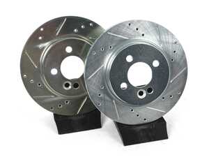 ES#4470148 - 27002-32000 - R1 Concepts Disc Brake Rotor Set - Drilled and Slotted - Silver Front Pair 10.86" (276x22) - Upgrade to a slotted and drilled rotors for improved braking - R1 Concepts - MINI