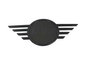 ES#4788146 - 51145A33B15 - Rear Trunk Emblem - Black  - Mounts to the rear trunk/boot in the center and has a black MINI Wings Logo design - Genuine MINI - MINI