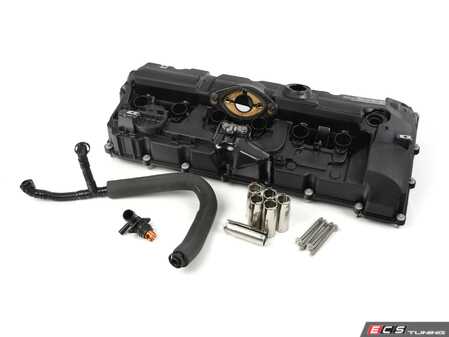 ES#4350615 - 11127552281pcvKT - Valve Cover And PCV Replacement Kit - Includes new cover with built in PCV, breather hoses, hardware, spark plug sleeves, and valve cover gaskets - Genuine BMW - BMW