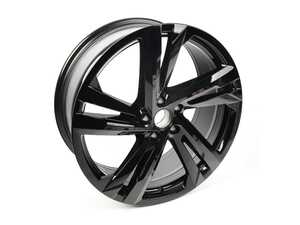 ES#4847752 - 3CM601025MAX1 - 20" Angled Split 5 Spoke Wheel - Priced Each  - 20"x8 ET34 5x112 - Gloss Black - Genuine Volkswagen Audi - Volkswagen