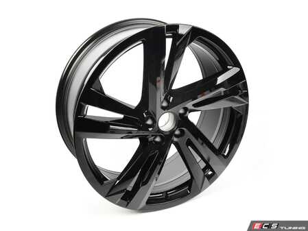 ES#4847752 - 3CM601025MAX1 - 20" Angled Split 5 Spoke Wheel - Priced Each  - 20"x8 ET34 5x112 - Gloss Black - Genuine Volkswagen Audi - Volkswagen