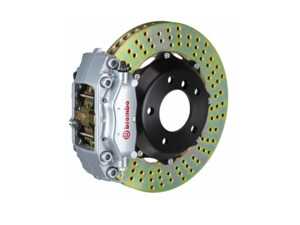 ES#2849793 - 1C1.6001A3 - Front Brembo GT 4 Piston Big Brake Kit (320x28mm) - Upgrade to 2 piece rotors (drilled), 4 piston calipers (silver), & high performance Brembo pads - Brembo - MINI