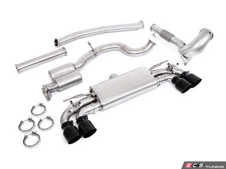 ES#4906661 - UH063-EXA-RB - Unitronic Performance Turbo-Back Exhaust System - Round Black Tips - features a CFD optimized upper downpipe section with a GESi 5" UHO+ catalytic converter which flows into 3-inch T304 Stainless Steel mandrel bent tubing - Unitronic - Volkswagen