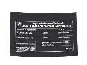ES#2733713 - 71228617025 - Exhaust Emissions Label - Genuine BMW - BMW