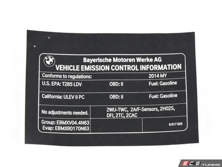 ES#2733713 - 71228617025 - Exhaust Emissions Label - Genuine BMW - BMW