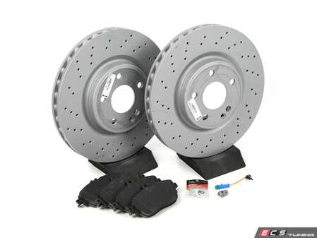 ES#3679582 - 2464212612KT4 - CLA250 Front Brake Service Kit - Featuring Zimmermann Coated Rotors and TRW Ceramic Brake Pads - Assembled By ECS - Mercedes Benz
