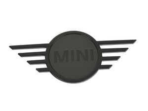 ES#4788147 - 51145A33B16 - Front Hood Emblem - Black  - Mounts to the front hood in the center and has a black MINI Wings Logo design - Genuine MINI - MINI