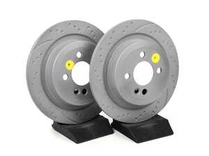 ES#2621907 - GD1791 - Rear JCW Brake Rotors EBC Slotted And Dimpled - Pair 11.02" (280x10) - Upgrade to a slotted / dimpled rotor for improved braking - EBC - MINI