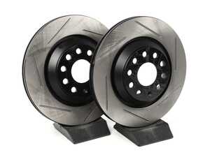 ES#4043224 - EMD-31022-PR - Rear Slotted Brake Rotors - Pair (310x22) - Upgrade your looks and performance with a set of slotted rotors! - Emmanuele Design - Audi Volkswagen