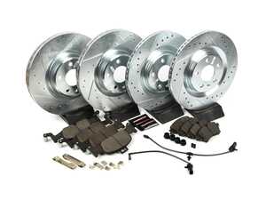 ES#4629901 - K7531 - Power Stop Z23 Evolution Sport Front & Rear Brake Kit (338mm/330mm) - A complete 4-wheel performance brake upgrade featuring drilled & slotted rotors and low-dust carbon-fiber ceramic pads. - Power Stop - Audi