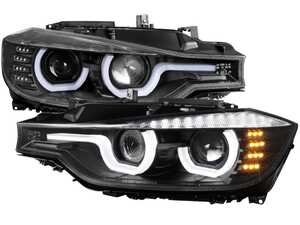 ES#4908514 - LHP-F3012JM-HDTM - HID Projector Headlights W/ LED U-Bar Angel Eyes & Turn Signals - Matte Black Housing / Clear Lens - Set your BMW apart from the crowd with Spec-D's custom headlights! - Spec-D Tuning - BMW