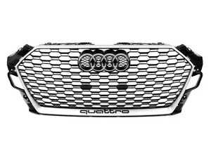 ES#3458128 - 8W6853651AKWJF - Front Grille Assembly - High Gloss Black / Matte Aluminum  - Complete high gloss black/aluminum center radiator grille assembly - Includes Audi rings emblem - Genuine Volkswagen Audi - Audi