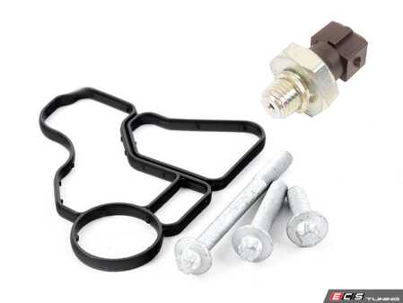 ES#4920125 - 11428637821KT - N52 Oil Filter Housing Gasket Kit - Includes Oil Pressure Sensor - Avoid catastrophic engine failure and replace your filter housing gasket as soon as it starts to leak. Includes Oil Pressure Sensor and replacement oil filter housing bolts. - Assembled By ECS - BMW