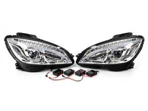 ES#4872437 - LHP-BW20408-TM - 2008-2011 Mercedes Benz W204 C Class Projector Headlights W/ LED Light Bar & LED Turn Signal Lights (Chrome Housing/Clear Lens) - Plug & Play Lighting Solution - US Spec Set - Add new life to the front of your Mercedes! - Spec-D Tuning - Mercedes Benz