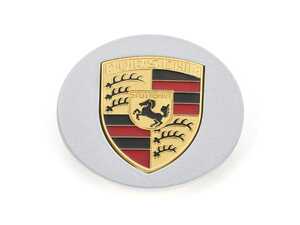 ES#3267600 - 92836103206TPP - Center Cap - Silver with Full Color Porsche Crest - Beautiful flat-faced center cap with inlaid crest - Genuine Porsche - Porsche