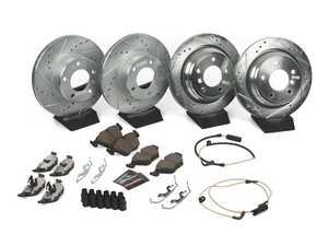 ES#3477716 - K2747-26 - Z26 Street Warrior Brake Kit - Front and Rear - Includes performance drilled and slotted rotors and Power Stop's Extreme Carbon-Fiber Ceramic pads. - Power Stop - BMW