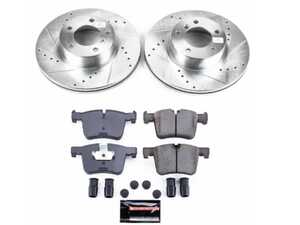ES#3990197 - K6743 - Z23 Evolution Sport Brake Upgrade Kit - Front - Includes Z23 Carbon-Fiber Ceramic Brake Pads, Drilled & Slotted Zinc Plated Rotors, and stainless-steel hardware - Power Stop - BMW