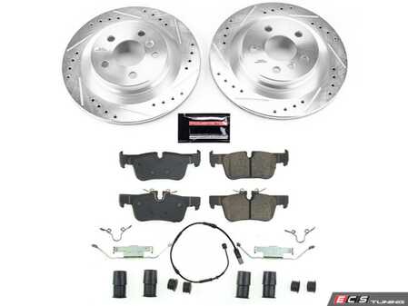 ES#4798102 - K7899 - Z23 Evolution Sport Brake Upgrade Kit - Rear - Includes Z23 Carbon-Fiber Ceramic Brake Pads, Drilled & Slotted Zinc Plated Rotors, and stainless-steel hardware - Power Stop - BMW