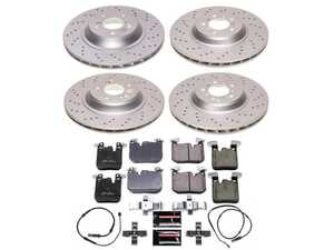 ES#4794431 - CRK7447 - Z23 Evolution Sport Brake Upgrade Kit - Front & Rear - Includes Z23 Carbon-Fiber Ceramic Brake Pads, Drilled & Slotted Zinc Plated Rotors, and stainless-steel hardware - Power Stop - BMW