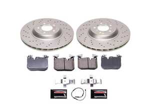 ES#4794430 - CRK7446 - Z23 Evolution Sport Brake Upgrade Kit - Front - Includes Z23 Carbon-Fiber Ceramic Brake Pads, Drilled & Slotted Zinc Plated Rotors, and stainless-steel hardware - Power Stop - BMW