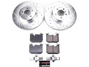 ES#3990303 - K7435 - Z23 Evolution Sport Brake Upgrade Kit - Front - Includes Z23 Carbon-Fiber Ceramic Brake Pads, Drilled & Slotted Zinc Plated Rotors, and stainless-steel hardware - Power Stop - BMW