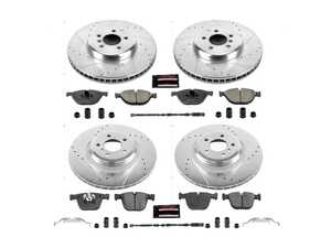 ES#3990262 - K7098 - Z23 Evolution Sport Brake Upgrade Kit - Front & Rear - Includes Z23 Carbon-Fiber Ceramic Brake Pads, Drilled & Slotted Zinc Plated Rotors, and stainless-steel hardware - Power Stop - BMW