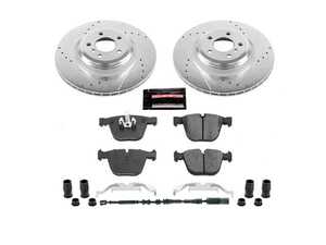 ES#3990258 - K7087 - Z23 Evolution Sport Brake Upgrade Kit - Rear - Includes Z23 Carbon-Fiber Ceramic Brake Pads, Drilled & Slotted Zinc Plated Rotors, and stainless-steel hardware - Power Stop - BMW
