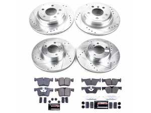 ES#3990238 - K6925 - Z23 Evolution Sport Brake Upgrade Kit - Front & Rear - Includes Z23 Carbon-Fiber Ceramic Brake Pads, Drilled & Slotted Zinc Plated Rotors, and stainless-steel hardware - Power Stop - BMW