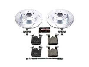 ES#3990186 - K6672 - Z23 Evolution Sport Brake Upgrade Kit - Rear - Includes Z23 Carbon-Fiber Ceramic Brake Pads, Drilled & Slotted Zinc Plated Rotors, and stainless-steel hardware - Power Stop - BMW