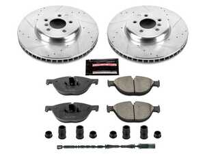 ES#3990139 - K6414 - Z23 Evolution Sport Brake Upgrade Kit - Front - Includes Z23 Carbon-Fiber Ceramic Brake Pads, Drilled & Slotted Zinc Plated Rotors, and stainless-steel hardware - Power Stop - BMW