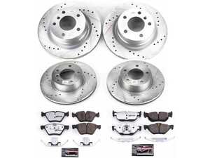 ES#3990133 - K6347-26 - Z26 Street Warrior Brake Upgrade Kit - Front and Rear - Performance oriented brake kit that comes complete with Z26 Carbon-Fiber Ceramic Brake Pads, Drilled Slotted & Zinc Plated Rotors, and stainless-steel hardware - Power Stop - BMW