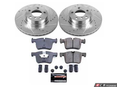 ES#3990057 - K6038 - Z23 Evolution Sport Brake Upgrade Kit - Front - Includes Z23 Carbon-Fiber Ceramic Brake Pads, Drilled & Slotted Zinc Plated Rotors, and stainless-steel hardware - Power Stop - BMW