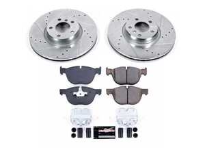ES#3157478 - K6061 - Z23 Evolution Sport Brake Upgrade Kit - Front - Includes Z23 Carbon-Fiber Ceramic Brake Pads, Drilled & Slotted Zinc Plated Rotors, and stainless-steel hardware - Power Stop - BMW