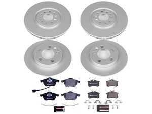 ES#3145417 - ESK2795 - Power Stop Euro-Stop Premium Front & Rear Brake Kit (312mm/239mm) - A premium OE-equivalent 4-wheel upgrade package featuring ECE-R90 certified brake pads, genuine Geomet coated high-carbon smooth rotors, and integrated front electronic wear sensors. - Power Stop - Audi