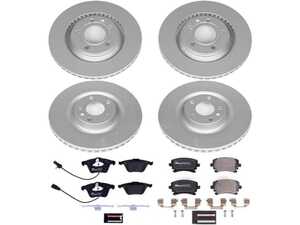 ES#3145460 - ESK4010 - Power Stop Euro-Stop Premium Front & Rear Brake Kit (345mm/300mm) - An authentic OE-specification complete 4-wheel braking solution featuring European-sourced pads, high-carbon smooth Geomet coated rotors, strict ECE-R90 certification, and integrated electronic wear sensors. - Power Stop - Audi