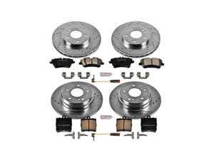 ES#3156657 - K2812 - Power Stop Z23 Evolution Sport Front & Rear Brake Kit (288mm/278mm) - A complete 4-wheel performance upgrade package featuring precision cross-drilled & slotted zinc-plated rotors, low-dust carbon-fiber ceramic pads, and a replacement electronic wear sensor. - Power Stop - Mercedes Benz