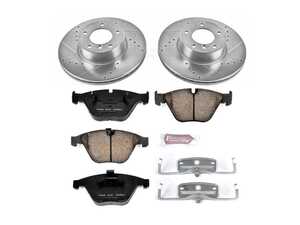ES#3157054 - K4677 - BMW E9X 328i xi Z23 Evolution Sport Brake Kit - Front  - Includes drilled and slotted rotors, carbon fiber infused ceramic brake pads, and all new premium hardware. - Power Stop - BMW