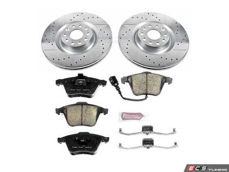 ES#3157231 - K5425 - Power Stop Z23 Evolution Sport Front Brake Kit (345mm) - A performance front axle upgrade featuring drilled & slotted rotors and low-dust carbon-fiber ceramic pads. - Power Stop - Volkswagen