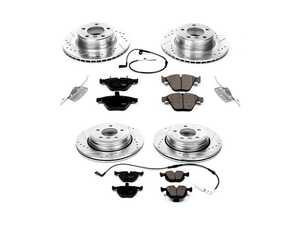 ES#3157363 - K5765 - Z23 Evolution Sport Brake Kit - Front and Rear - Includes drilled and slotted rotors, carbon fiber infused ceramic brake pads, and all new premium hardware. - Power Stop - BMW