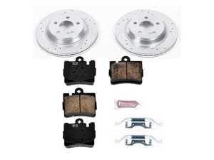 ES#3157540 - K6201 - Power Stop Z23 Evolution Sport Rear Brake Kit (300mm) - A premium rear-axle performance upgrade package featuring precision cross-drilled & slotted zinc-plated rotors, low-dust carbon-fiber ceramic road pads, and matching electronic wear sensors. - Power Stop - Mercedes Benz