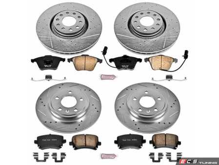 ES#3194876 - k4065KT - Z23 Evolution Sport Front & Rear Brake Service Kit - Includes Evolution Tru-Cast Drilled & Slotted rotors paired with Evolution Sport Pads - Power Stop - Audi