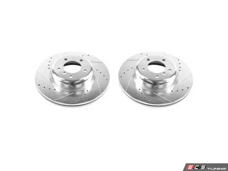 ES#3477491 - EBR1215XPR - Evolution Tru-Cast Drilled And Slotted Rotor Pair - Front (338x26) - Performance rotors built to cool quickly and prevent corrosion for years of rough us and abuse. - Power Stop - BMW