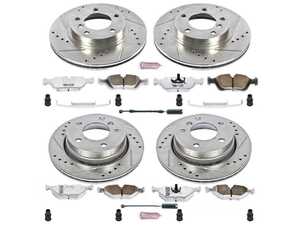 ES#3477735 - K499-26 - Z26 Street Warrior Brake Kit - Front and Rear - Includes performance drilled and slotted rotors and Power Stop's Extreme Carbon-Fiber Ceramic pads. - Power Stop - BMW