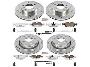 ES#3477740 - K507-26 - Z26 Street Warrior Brake Kit - Front and Rear - Includes performance drilled and slotted rotors and Power Stop's Extreme Carbon-Fiber Ceramic pads. - Power Stop - BMW