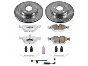 ES#3477747 - K5298-26 - Z26 Street Warrior Brake Kit - Front - Includes performance drilled and slotted rotors and Power Stop's Extreme Carbon-Fiber Ceramic pads. - Power Stop - BMW